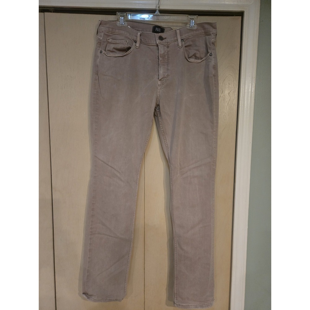 PAIGE Federal Jeans Mens 36 Taupe Beige Stretch Straight Leg Premium Denim